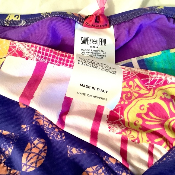 💯NWT STUNNING SWIM BOTTOMS BY SAVE THE QUEEN /MADE IN ITALY SZ L - Picture 2 of 5